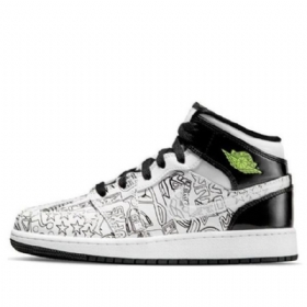 Nike Air Jordan 1 Mid Tops Se Gs Basketsko Herre Svarte Hvite