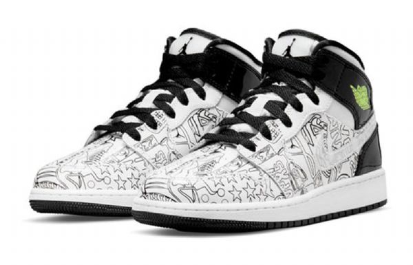 Nike Air Jordan 1 Mid Tops Se Gs Basketsko Herre Svarte Hvite