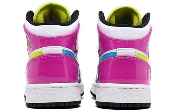 Nike Air Jordan 1 Mid Tops Se Gs Basketsko Herre Svarte Hvite Fuchsia