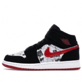 Nike Air Jordan 1 Mid Tops Se Gs Basketsko Herre Svarte Rød