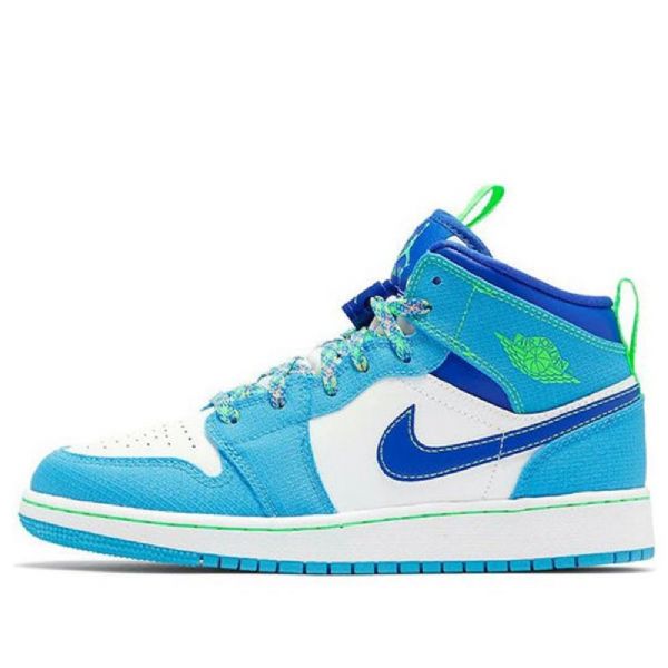 Nike Air Jordan 1 Mid Tops Se Gs Retro Basketball Shoes Herre Blå Hvite