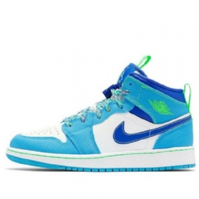 Nike Air Jordan 1 Mid Tops Se Gs Retro Basketball Shoes Herre Blå Hvite