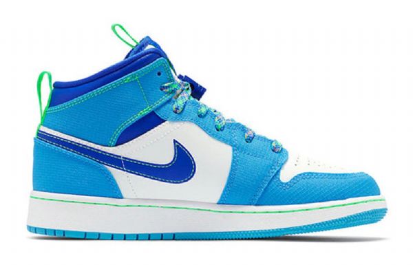 Nike Air Jordan 1 Mid Tops Se Gs Retro Basketball Shoes Herre Blå Hvite