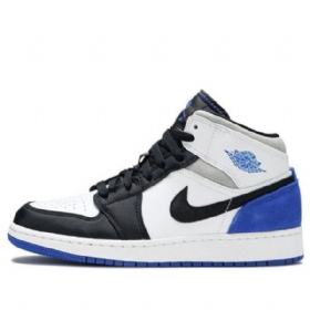 Nike Air Jordan 1 Mid Tops Se Gs Retro Basketball Shoes Herre Kongeblå Svarte