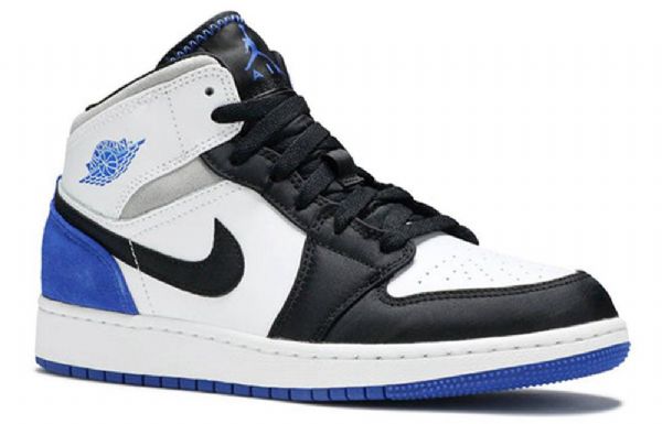 Nike Air Jordan 1 Mid Tops Se Gs Retro Basketball Shoes Herre Kongeblå Svarte
