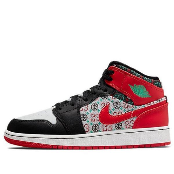 Nike Air Jordan 1 Mid Tops Se Gs Retro Basketball Shoes Herre Svarte Rød