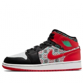 Nike Air Jordan 1 Mid Tops Se Gs Retro Basketball Shoes Herre Svarte Rød