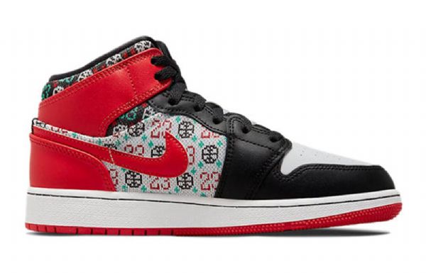 Nike Air Jordan 1 Mid Tops Se Gs Retro Basketball Shoes Herre Svarte Rød
