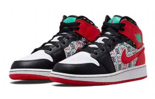 Nike Air Jordan 1 Mid Tops Se Gs Retro Basketball Shoes Herre Svarte Rød