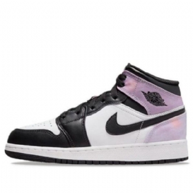 Nike Air Jordan 1 Mid Tops Se Gs Zen Master Sko Herre Lilla Svarte Hvite