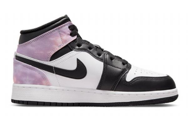 Nike Air Jordan 1 Mid Tops Se Gs Zen Master Sko Herre Lilla Svarte Hvite
