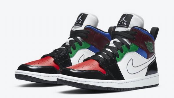 Nike Air Jordan 1 Mid Tops Se Patent Sko Herre Multicolor