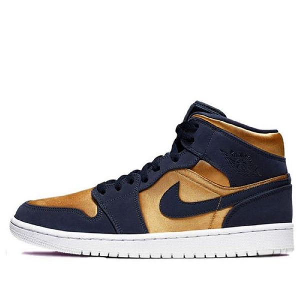 Nike Air Jordan 1 Mid Tops Se Premium Retro Basketball Shoes Herre Gull