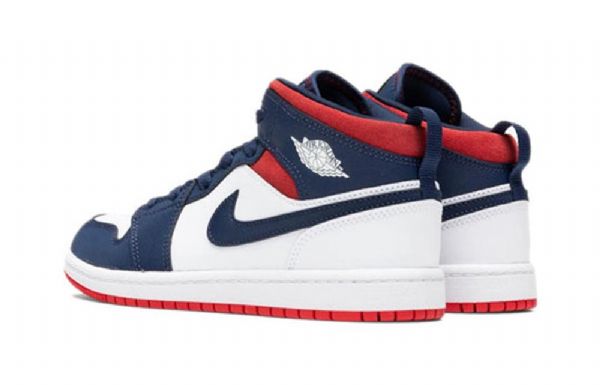 Nike Air Jordan 1 Mid Tops Se Ps Retro Basketball Shoes Barn Marineblå Hvite