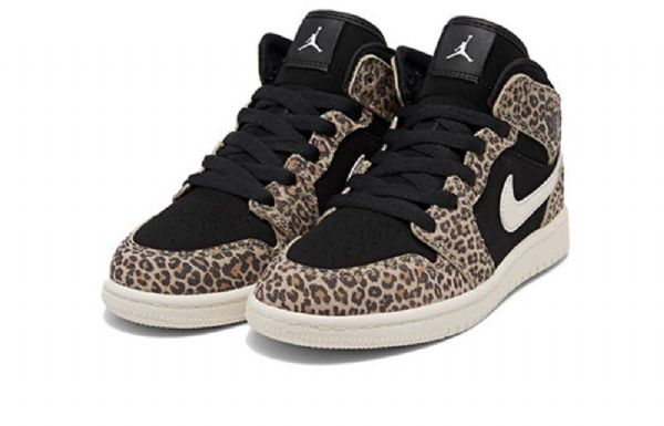 Nike Air Jordan 1 Mid Tops Se Ps Retro Basketball Shoes Herre Leopard