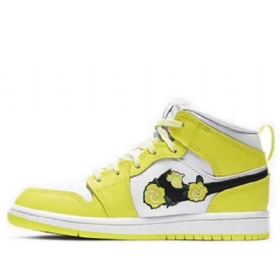 Nike Air Jordan 1 Mid Tops Se Ps Retro Basketball Shoes Herre Rosa Gul