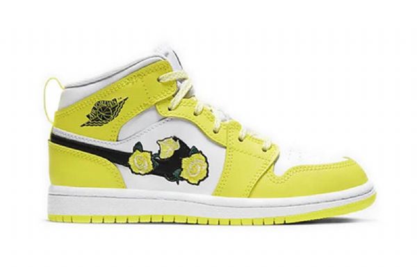 Nike Air Jordan 1 Mid Tops Se Ps Retro Basketball Shoes Herre Rosa Gul