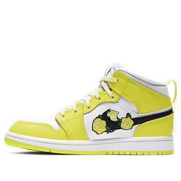 Nike Air Jordan 1 Mid Tops Se Ps Retro Basketball Shoes Herre Rosa Gul