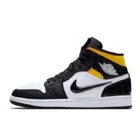 Nike Air Jordan 1 Mid Tops Se Quai 54 Sko Herre Svarte Hvite