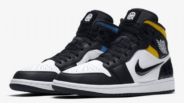 Nike Air Jordan 1 Mid Tops Se Quai 54 Sko Herre Svarte Hvite