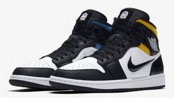 Nike Air Jordan 1 Mid Tops Se Quai 54 Sko Herre Svarte Hvite