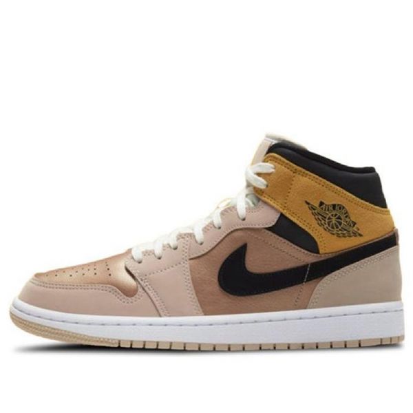 Nike Air Jordan 1 Mid Tops Se Retro Basketball Shoes Dame Beige