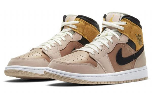 Nike Air Jordan 1 Mid Tops Se Retro Basketball Shoes Dame Beige