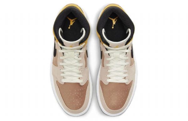 Nike Air Jordan 1 Mid Tops Se Retro Basketball Shoes Dame Beige