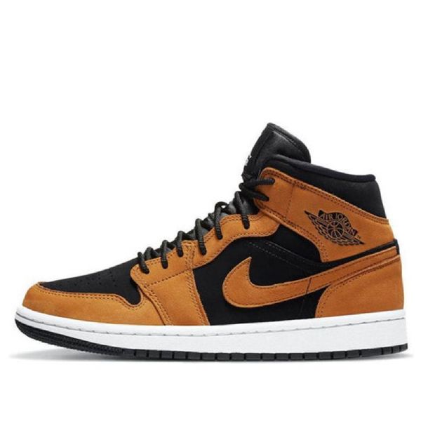 Nike Air Jordan 1 Mid Tops Se Retro Basketball Shoes Dame Brune Hvite