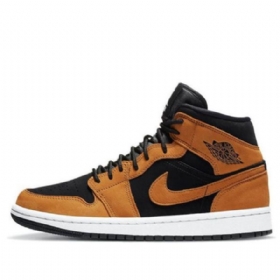 Nike Air Jordan 1 Mid Tops Se Retro Basketball Shoes Dame Brune Hvite