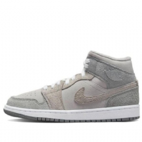 Nike Air Jordan 1 Mid Tops Se Retro Basketball Shoes Dame Grå