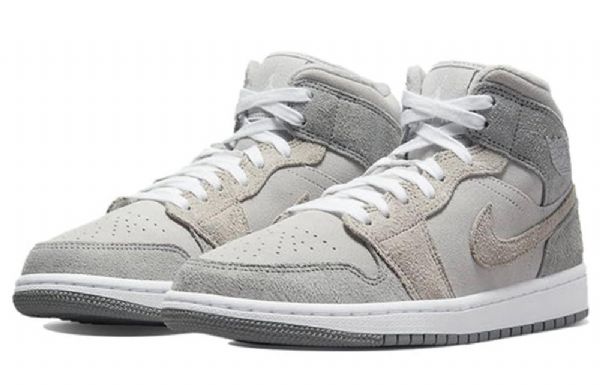 Nike Air Jordan 1 Mid Tops Se Retro Basketball Shoes Dame Grå