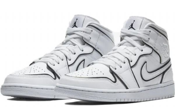 Nike Air Jordan 1 Mid Tops Se Retro Basketball Shoes Dame Hvite