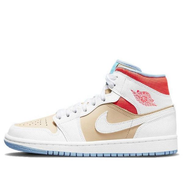 Nike Air Jordan 1 Mid Tops Se Retro Basketball Shoes Dame Hvite Brune