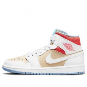 Nike Air Jordan 1 Mid Tops Se Retro Basketball Shoes Dame Hvite Brune