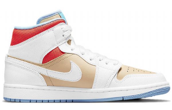 Nike Air Jordan 1 Mid Tops Se Retro Basketball Shoes Dame Hvite Brune