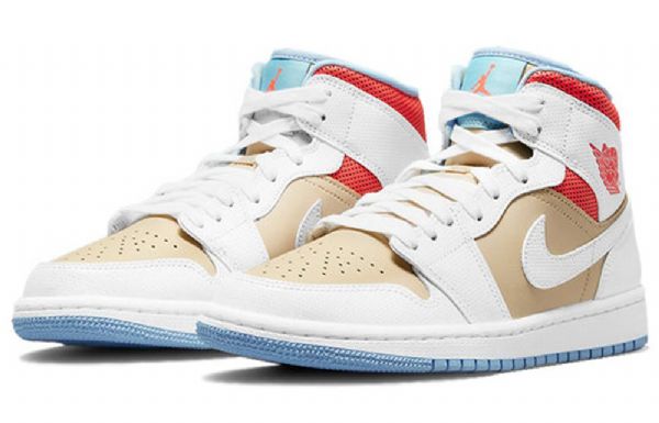 Nike Air Jordan 1 Mid Tops Se Retro Basketball Shoes Dame Hvite Brune