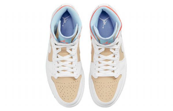 Nike Air Jordan 1 Mid Tops Se Retro Basketball Shoes Dame Hvite Brune