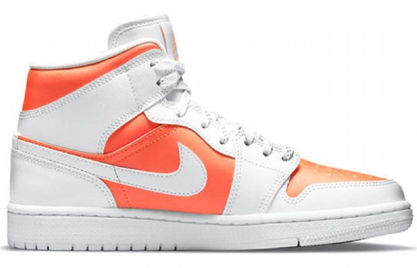 Nike Air Jordan 1 Mid Tops Se Retro Basketball Shoes Dame Hvite Oransje