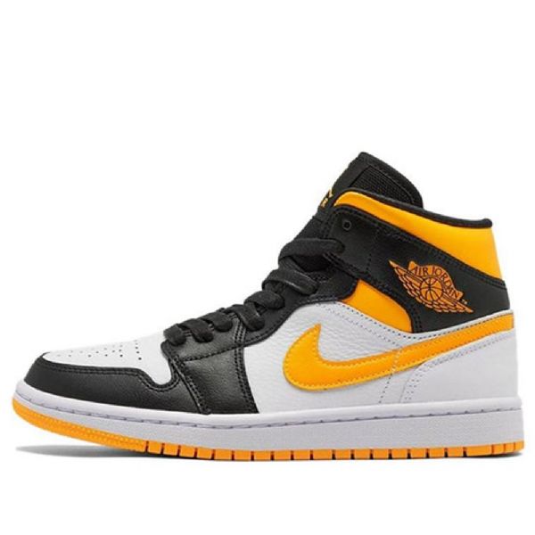 Nike Air Jordan 1 Mid Tops Se Retro Basketball Shoes Dame Hvite Oransje