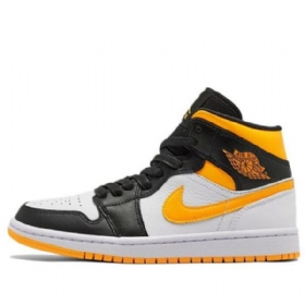 Nike Air Jordan 1 Mid Tops Se Retro Basketball Shoes Dame Hvite Oransje