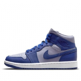 Nike Air Jordan 1 Mid Tops Se Retro Basketball Shoes Dame Lilla Dyp Kongeblå