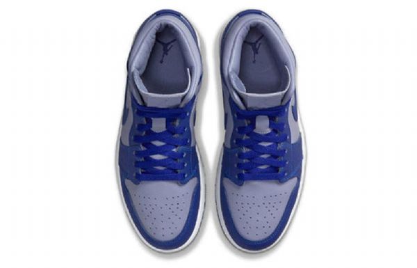 Nike Air Jordan 1 Mid Tops Se Retro Basketball Shoes Dame Lilla Dyp Kongeblå
