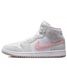 Nike Air Jordan 1 Mid Tops Se Retro Basketball Shoes Dame Lyse Grå