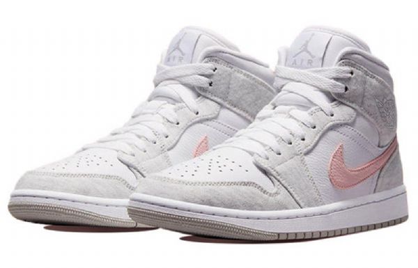 Nike Air Jordan 1 Mid Tops Se Retro Basketball Shoes Dame Lyse Grå