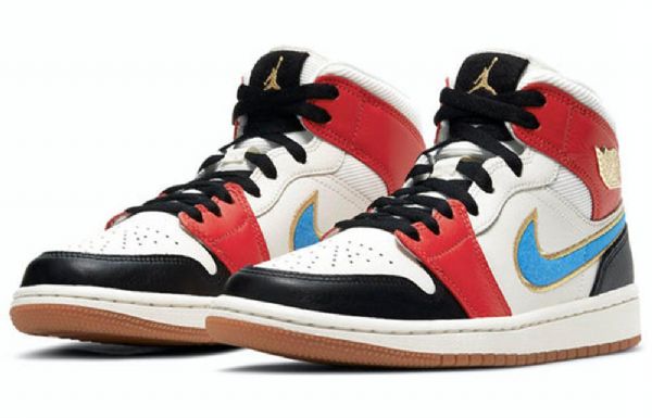 Nike Air Jordan 1 Mid Tops Se Retro Basketball Shoes Dame Multicolor