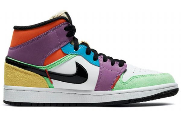 Nike Air Jordan 1 Mid Tops Se Retro Basketball Shoes Dame Multicolor