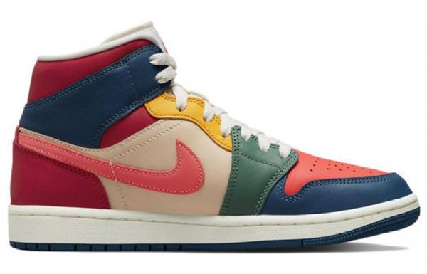 Nike Air Jordan 1 Mid Tops Se Retro Basketball Shoes Dame Multicolor