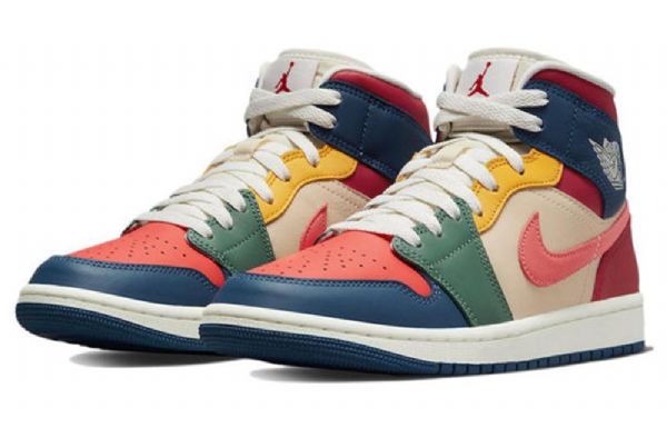 Nike Air Jordan 1 Mid Tops Se Retro Basketball Shoes Dame Multicolor