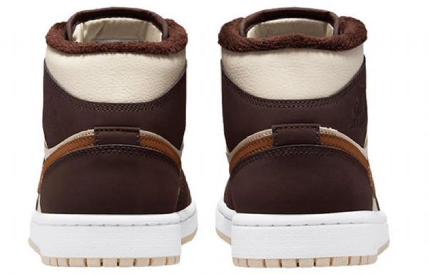 Nike Air Jordan 1 Mid Tops Se Retro Basketball Shoes Dame Pisket Krem Mørke Brune Sjokolade